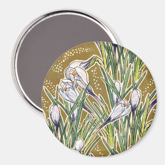 Crocuses, Blumenmuster, schöne Frühlingsblumen Magnet (Vorderseite/Rückseite)