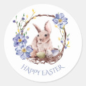 Crocuses, Daffodien Osterfest-Blume und Kaninchen Runder Aufkleber (Vorderseite)