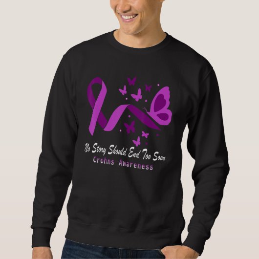 Crohn's Awareness Butterflies Purple Ribbon Crohn' Sweatshirt (Vorderseite)