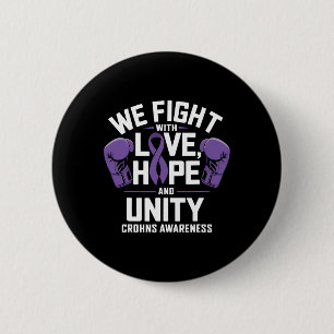 Crohns Awareness Liebe Hope Unity Lila Ribbon Box Button