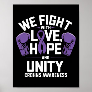 Crohns Awareness Liebe Hope Unity Lila Ribbon Box Poster