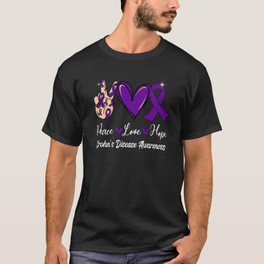 Crohn's Disease Awareness Peace Liebe Hoffnung Lil T-Shirt (Vorderseite)