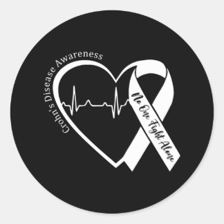 Crohns Disease Herzunterstützung Lila Ribbon Crohn Runder Aufkleber