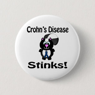 Crohns Disease stinks Skunk Awareness Design Button