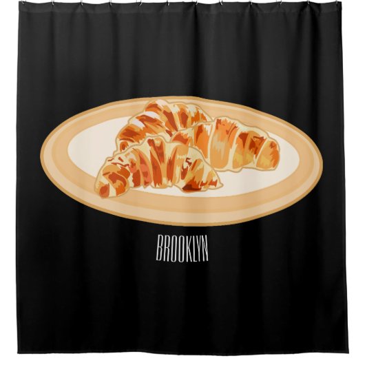 Croissant-Cartoon-Abbildung Duschvorhang (Vorderseite)