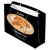 Croissant-Cartoon-Abbildung Große Geschenktüte (Rückseite Schrägansicht)