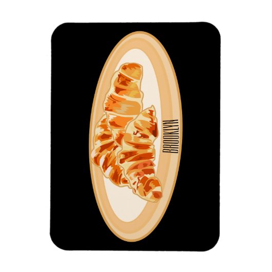 Croissant-Cartoon-Abbildung Magnet (Vertikal)