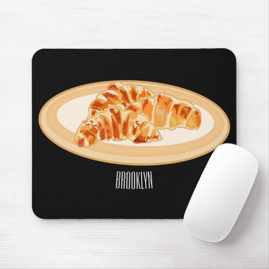 Croissant-Cartoon-Abbildung Mousepad (Mit Mouse)
