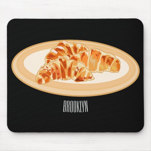 Croissant-Cartoon-Abbildung Mousepad (Vorne)