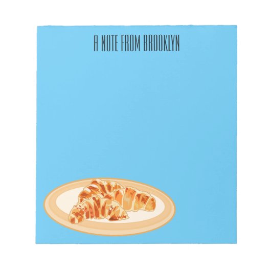 Croissant-Cartoon-Abbildung Notizblock (Vorderseite)