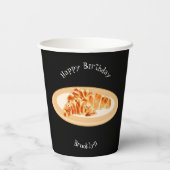 Croissant-Cartoon-Abbildung Pappbecher (Rückseite)