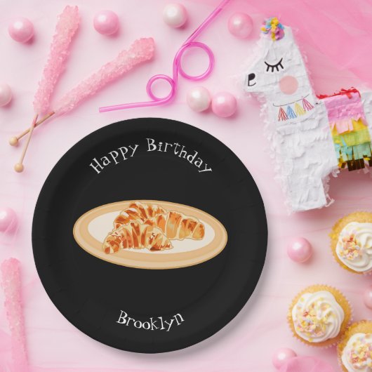 Croissant-Cartoon-Abbildung Pappteller (Party)