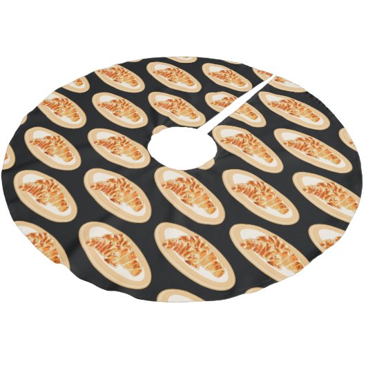 Croissant-Cartoon-Abbildung Polyester Weihnachtsbaumdecke (Schrägansicht)