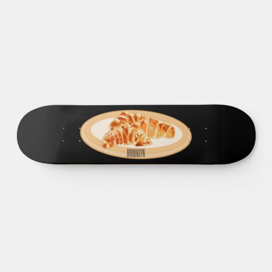 Croissant-Cartoon-Abbildung Skateboard (Horizontal)