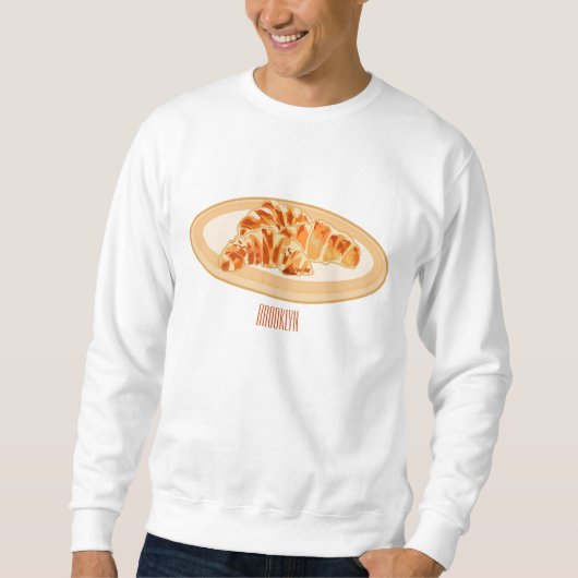 Croissant-Cartoon-Abbildung Sweatshirt (Vorderseite)
