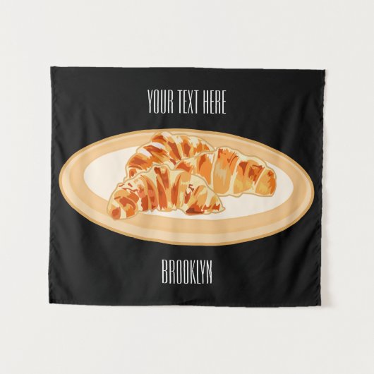 Croissant-Cartoon-Abbildung Wandteppich (Vorderseite (Horizontal))