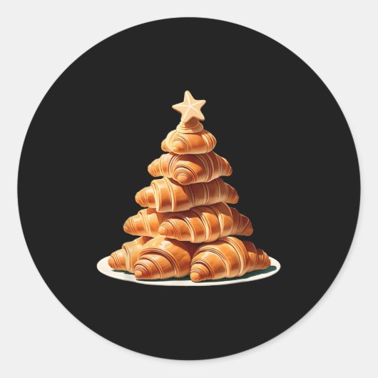 Croissant Christmas Tree Runder Aufkleber (Vorderseite)