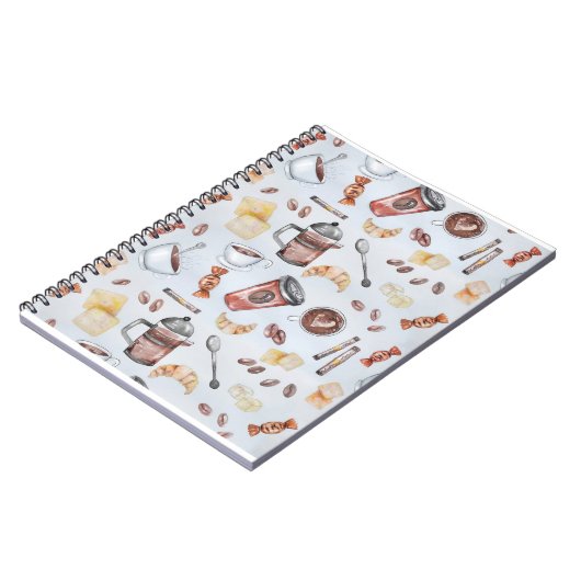 Croissant Coffee Breakfast Zeichnungen Illustratio Notizblock (Linke Seite)