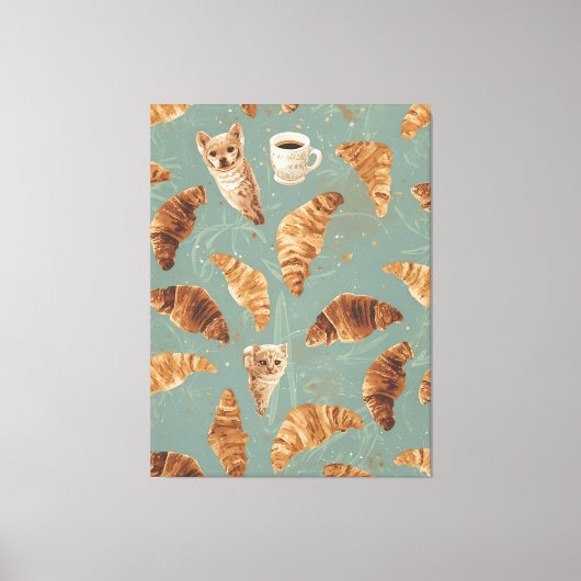 Croissant Crawl Cats, Coffee & French Bakery Chaos Leinwanddruck (Vorderseite)