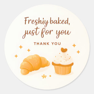 Croissant-Cupcake-Sparkle-Bäckerei-Dankeschön-Aufk Runder Aufkleber