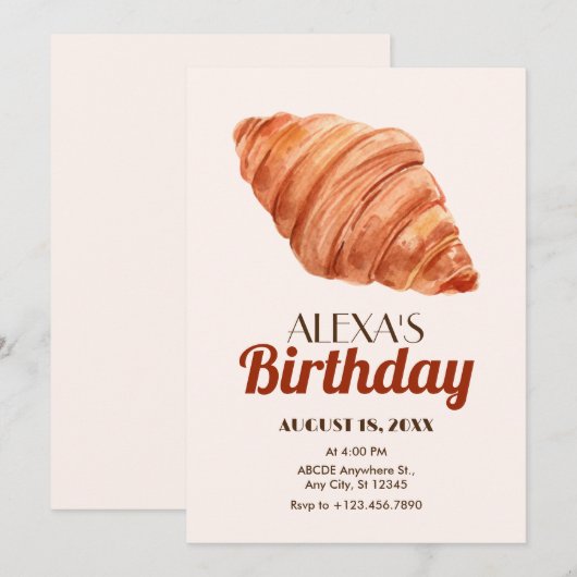 Croissant Einladung (Vorne/Hinten)