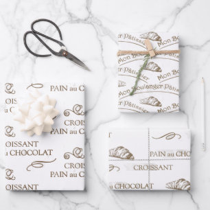 Croissant French Bakery Vintag Pain au Chocolat  Geschenkpapier Set