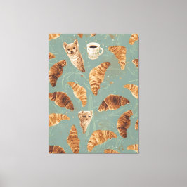Croissant-Kletterkatzen, Kaffee und französisches  Leinwanddruck