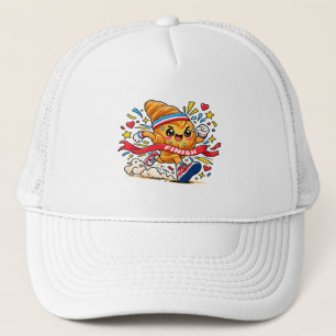 Croissant-Läufer-Cartoon-Finishline-Sprint Truckerkappe