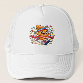 Croissant-Läufer-Cartoon-Finishline-Sprint Truckerkappe