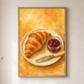 Croissant mit Marmeladentopf Wasserfarbenposter Poster
