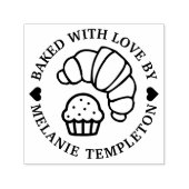 Croissant Muffin Round "Baked with Liebe by" Name Permastempel (Design)