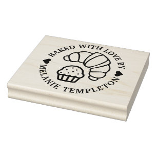 Croissant-Muffin rund „Mit Liebe gebacken von“ Nam Gummistempel