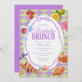 Croissant Pastel Birthday Brunch Einladung (Vorne/Hinten)