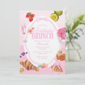 Croissant Pink Birthday Brunch Einladung (Stehend Vorderseite)
