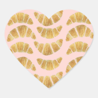 Croissant Rose Aquarell Herz-Aufkleber