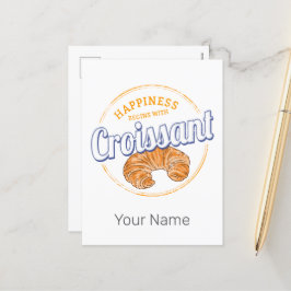 Croissant Snack Vintag France Retro Frühstück Feiertagspostkarte