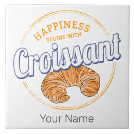 Croissant Snack Vintag France Retro Frühstück Fliese