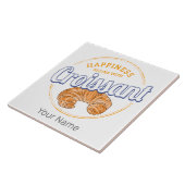 Croissant Snack Vintag France Retro Frühstück Fliese (Seite)