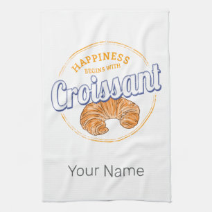 Croissant Snack Vintag France Retro Frühstück Geschirrtuch