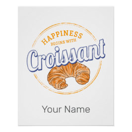 Croissant Snack Vintag France Retro Frühstück Poster