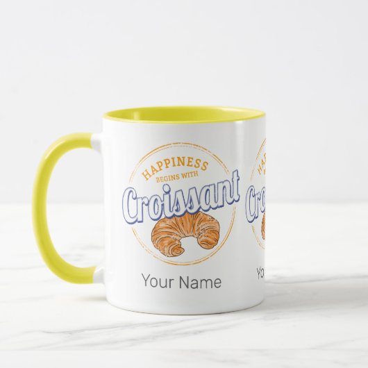 Croissant Snack Vintag France Retro Frühstück Tasse (Links)
