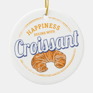Croissant Snack Vintage Frankreich Retro Frühstück Keramik Ornament