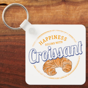 Croissant-Snack Vintage Frankreich Retro Frühstück Schlüsselanhänger