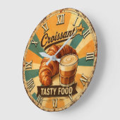 Croissant Time Vintage Kitchen Große Wanduhr (Winkel)