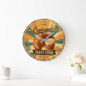 Croissant Time Vintage Kitchen Große Wanduhr (Zuhause)