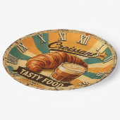 Croissant Time Vintage Kitchen Pappteller (Schrägansicht)