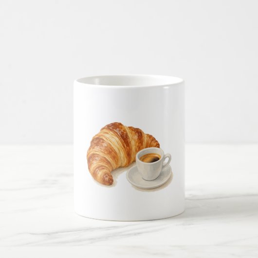 Croissant und Espresso Kaffeetasse (Mittel)