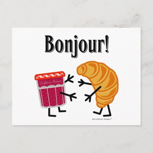 Croissant und Jam - Bonjour! Postkarte (Vorderseite)