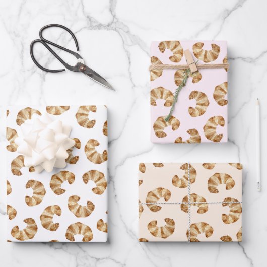 Croissant Wrapping Paper Geschenkpapier Set (Vorderseite)