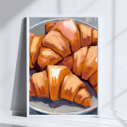Croissants Fresh Bakery Watercolor Painting Poster